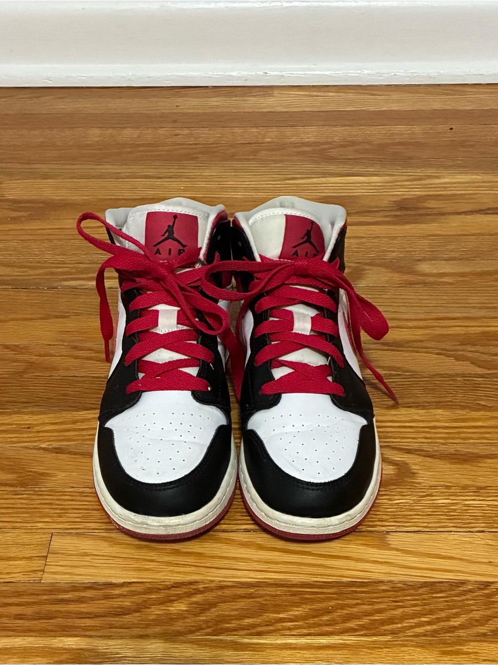 Nike Air Jordan High-Top Sneakers in White, Black & Red